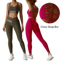 Ensemble de vêtements de sport Pilates pour femmes, 2 pièces, avec coussinet de poitrine contrastant, respirant, personnalisé, pour la gym et le yoga, avec fermeture éclair