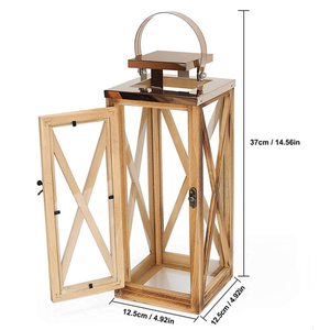Lanterne en bois massif écologique, décoration d'intérieur vintage, support de bougie en bois pour jardin, Ramadan, extérieur, impression typographique MULTI CRAFT - Product Image 6