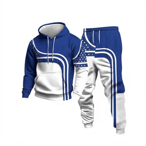 Ensemble de jogging Performance Activewear – Sweat à capuche et pantalon bicolores bleu roi et blanc - Product Image 5