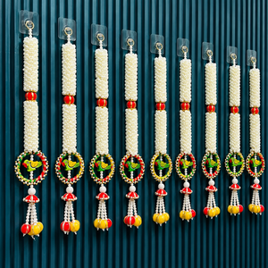 Adorno Colgante para Puerta con Diseño de Pájaro, Perlas, Flores y Latkan, Decoración de Pared con Anillo de Pájaro, para Diwali, Bodas y Hogar - Product Image 6