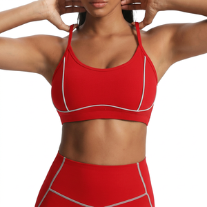Wholesale Breathable Front Logo <b>Open</b> Back Brushed Women Gym <b>Bra</b> Activewear <b>Bras</b> Double Shoulder Strap Yoga <b>Bra</b> - Product Image 1