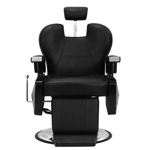 Classique en cuir noir robuste hydrauliquement réglable hauteur dossier coiffeur Salon de coiffure salon de coiffure hommes chaise de barbier