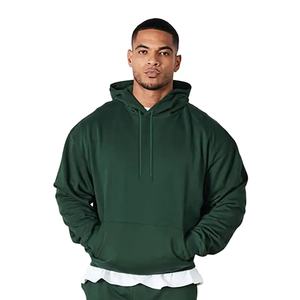 Sweat à capuche vintage pour homme, 100% coton, 340g, poids lourd, couleur unie, logo personnalisé, poche, hiver - Product Image 3