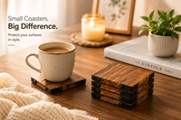 Sous-verres carrés modernes en imitation bois écologiques avec cadre métallique pour table à café, thé, usage domestique