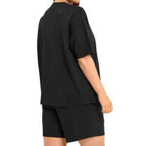 Ensemble T-shirt et short surdimensionné pour femme avec logo personnalisé, en coton, décontracté, deux pièces, pour l'été, vente en gros, OEM, ODM - Product Image 4
