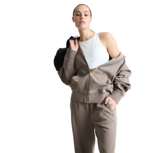 Conjunto Deportivo de Felpa de Algodón Personalizado para Mujer, Transpirable, Ecológico, de Secado Rápido, Pantalones Deportivos con Capucha, Cintura Elástica, Logotipo Bordado - Product Image 2