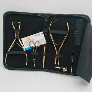Kit de Pinzas para Extensiones de Cabello, Herramientas Metálicas de Color Dorado, Abridor de Microperlas con Tijeras y Pinzas de Tres Orificios - Product Image 5