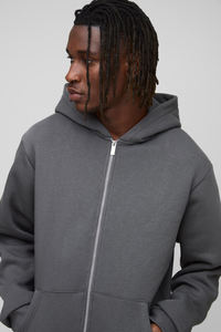 Sudadera con Capucha Extra Grande de Alta Calidad, 100% Algodón, Unisex, para Otoño, con Cierre, Personalizada con Logotipo Impreso, Forro Polar Ecológico - Product Image 3