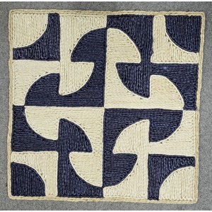 Modern Flat Pile Living Room Decor Spot Clean Natural Blue White Geometric Jute Area Rug Square - Product Image 5