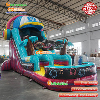 Toboggan aquatique gonflable coloré sur le thème de la musique avec piscine à jets d'eau, toboggan gonflable arc-en-ciel pour location événementielle