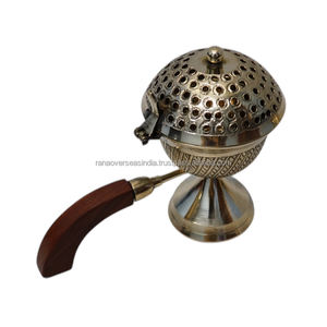 Wholesale Brass Charcoal Loban <b>Incense</b> Burner With Wooden Handle Ideal for Spiritual Rituals Home & Office At Unbeatable Prices - Product Image 3