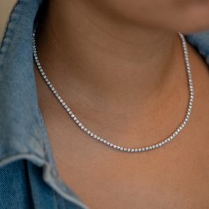 <b>Real</b> Gold Sterling <b>Silver</b> 14k Gold Plated White Round Lab Grown Filled Diamond Unisex Hip Hop Chain <b>Necklace</b> for Gifting India - Product Image 2