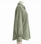 Camisa de Mujer Color Verde Salvia con Botones, Manga Larga, Cuello con Solapa, 100% Seda, Estilo Vintage, Lavable, para Oficina - Product Image 5