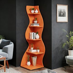 Estantería de Esquina Moderna, Diseño de Librería Elegante y Contemporáneo - Product Image 1