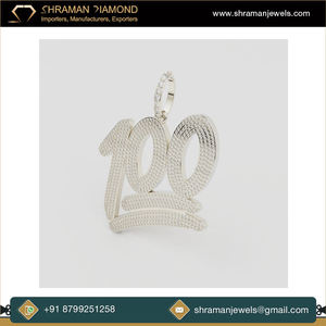 สร้อยคอฮิปฮอปหมายเลข 100 ประดับเพชรโมอิสซาไนต์ VVS ชุบทองคำขาว 925  เครื่องประดับวิบวับสำหรับผู้หญิง ของขวัญสุดเก๋ไม่ซ้ำใคร - Product Image 3