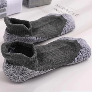 No Show Ankle <b>Socks</b> 3 Pairs Breathable Knitted Sport <b>Socks</b> for <b>Running</b> Adults Summer Gray Black White Stripe Pattern - Product Image 2