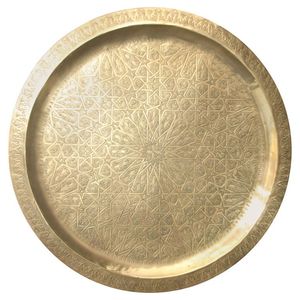 Elegante bandeja de latón Mandi Thal hecha a mano para servir de forma tradicional y para ideas de decoración interior elegante. - Product Image 3