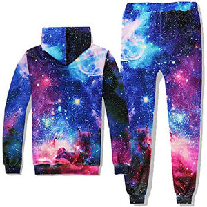 Conjunto Deportivo Unisex con Capucha y Estampado Galáctico, Manga Larga, Bolsillos Laterales, Ropa Casual de Primavera, Corte Regular, Transpirable, Poliéster, Lo Mejor de 2026 - Product Image 2