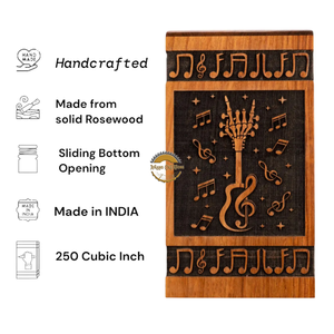 Urne funéraire artisanale en forme de guitare pour musicien et urne funéraire en bois naturel pour cendres, boîte artistique commémorative par AYAANS - Product Image 4