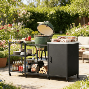 Carrello Bar da Esterno con Tavolo Grill per il Tuo Prossimo Barbecue - Product Image 1
