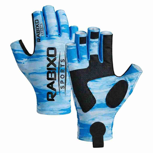 Gants de pêche d'été personnalisés en nylon anti-UV, paume épaissie, antidérapants, respirants, unisexes, avec fermeture auto-agrippante pour activités de plein air - Product Image 1