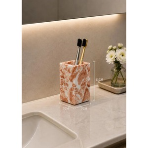Marble Bathroom Accessory <b>Set</b> <b>Square</b> Minimalist Four-Piece Soap Dish Toothbrush Holder Soap Dispenser - Product Image 4