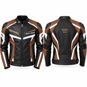 Chaqueta de Motociclista de Cuero para Hombre, Diseño Personalizado, Transpirable, Resistente al Viento, con Cremallera Completa, Chaqueta de Moto de Cuero PU - Product Image 6