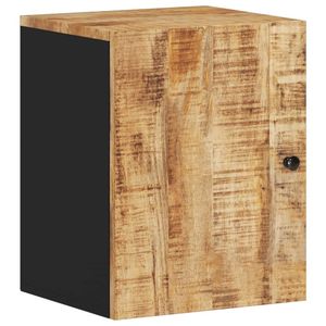 Armoire murale de salle de bain en bois brun naturel, étagères de salle de bain élégantes en noir - Product Image 2
