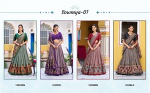 Lehenga, Blusa y Dupatta de Tela Glamorosa para Fiesta Nupcial, Diseño de Exportación, con Forro Jacquard y Zari, con Estampado - Product Image 5
