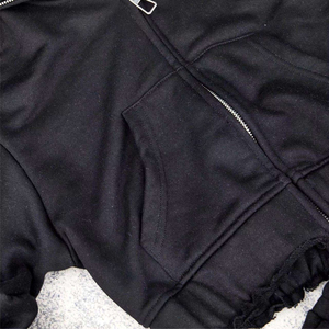 Custom Logo Set 100% Cotton Oversized Women 2 Piece Sweat Suit <b>Cropped</b> Top <b>Zip</b> <b>up</b> Hoodie and Shorts Set for Women - Product Image 3