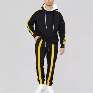 Sudadera con Capucha Estampada Informal para Hombre, 100% Algodón, con Rayas Amarillas, Ropa Deportiva Urbana para Entrenamiento de Invierno - Product Image 3