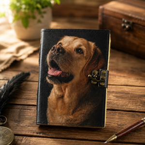 <b>Custom</b> <b>Pet</b> <b>Portrait</b> Leather Journal Personalized <b>Pet</b> Lover Gift UV Printed Handmade Journal Deckle Edge Paper Notebook - Product Image 5