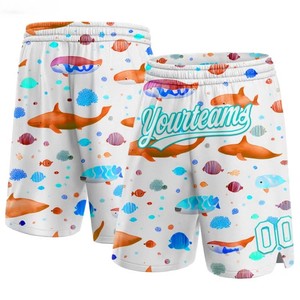 Pantalones Cortos Casuales Negros para Hombre, Cintura con Cordón, Secado Rápido, Tejido de Punto, Color Sólido, Pantalones Cortos Blancos para Hombre con Estampado de Peces por Sublimación - Product Image 6