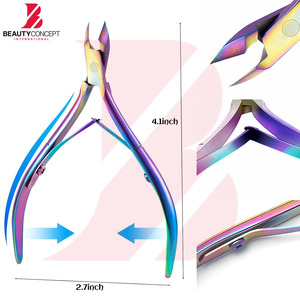 Cortacutículas Profesional de Acero Inoxidable con Recubrimiento de Titanio Multicolor Arcoíris, Servicio OEM, Tijeras para el Cuidado de las Uñas - Product Image 2
