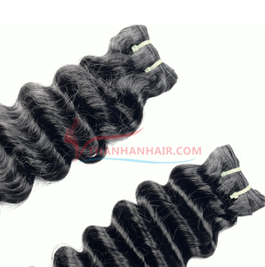 100% Premium Super Double-Drawn vapeur bouclés trame couleur naturelle vietnamien Remy cheveux humains matière première dentelle faisceaux tissage - Product Image 6