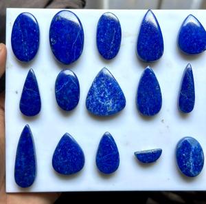 Vente en gros de cabochons en lapis-lazuli naturel, formes variées, polis, bleu royal, pierres précieuses à dos plat, lot en vrac - Product Image 4