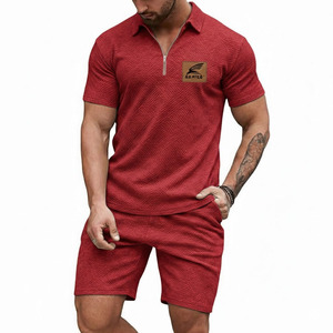 Ensemble de survêtement d'été 2 pièces pour homme : T-shirt sport à col rond et short – Confortable - Product Image 6