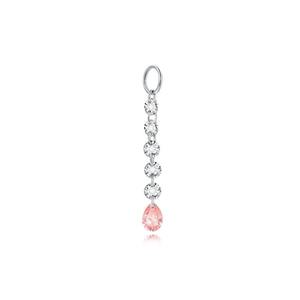 14K Solid Gold Pink Lab Grown Diamond Long Earring Charm Chain Link Dangle Minimal Luxury Jewelry Women <b>Gift</b> - Product Image 1