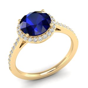 Bague de fiançailles solitaire REYES en argent sterling 925 avec saphir bleu de 2 carats et moissanite, bijoux brillants - Product Image 2