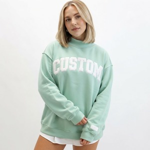 Sweat-shirt à col montant en coton/polyester, style décontracté, avec motif uni, dernier design, pull d'hiver pour femmes - Product Image 4