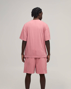 Men's Oversized T-Shirt Shorts <b>Set</b> Crew Neck Solid Color Casual Summer Wear Breathable Premium Polyester/Cotton Matching <b>set</b> - Product Image 2