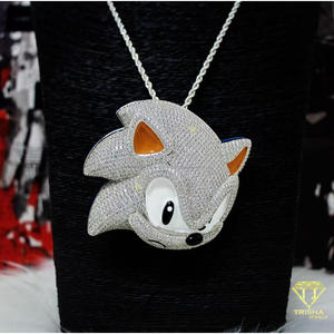 Collar de Lujo con Diseño de Personaje, Colgante de Plata de Ley 925 con Incrustaciones de Circonitas Blancas, Estilo Hip Hop - Product Image 6