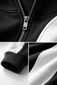 New Design Black <b>White</b> Contrast Tracksuit Set <b>Zip</b> <b>Up</b> Hoodie & Slim Fit Jogger Pants Sportswear Gym Casual Outfit For Men - Product Image 6