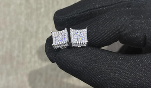 925 Sterling <b>Silver</b> Moissanite <b>Stud</b> Earrings Gift For Anniversary & Wedding - Product Image 2