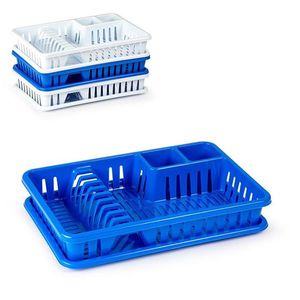 <b>Dish</b> <b>Rack</b> Set Plastic Stackable L Size Kitchen Storage Blue White Modern Design - Product Image 1