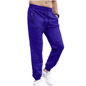 Pantalon de jogging pour homme de haute qualité, violet, taille élastique, cordon de serrage, poches latérales, décontracté, respirant, mi-lourd, en maille - Product Image 1