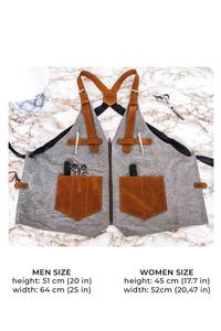Leather Sleeveless <b>Bib</b> Apron with Multiple Pockets Reusable for Workwear Use Gray and Brown Color - Product Image 6