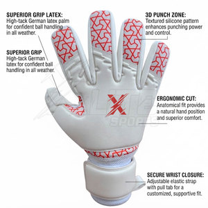 Youth Professional Rubber Injector Goalkeeper Gloves Latex Palm Grip Breathable Flexible <b>Finger</b> Fit Adjustable <b>Strap</b> for - Product Image 6