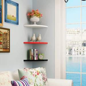 Étagères flottantes d'angle, 3 niveaux, petites étagères murales d'angle en MDF, panneaux en bois d'ingénierie, étagère de présentation, de décoration et de rangement - Product Image 1