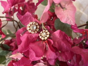 <b>studs</b> earrings in polki stone with gold layered in 925 <b>silver</b> metal traditional jewelry for women party wear gift Diwali gift - Product Image 2